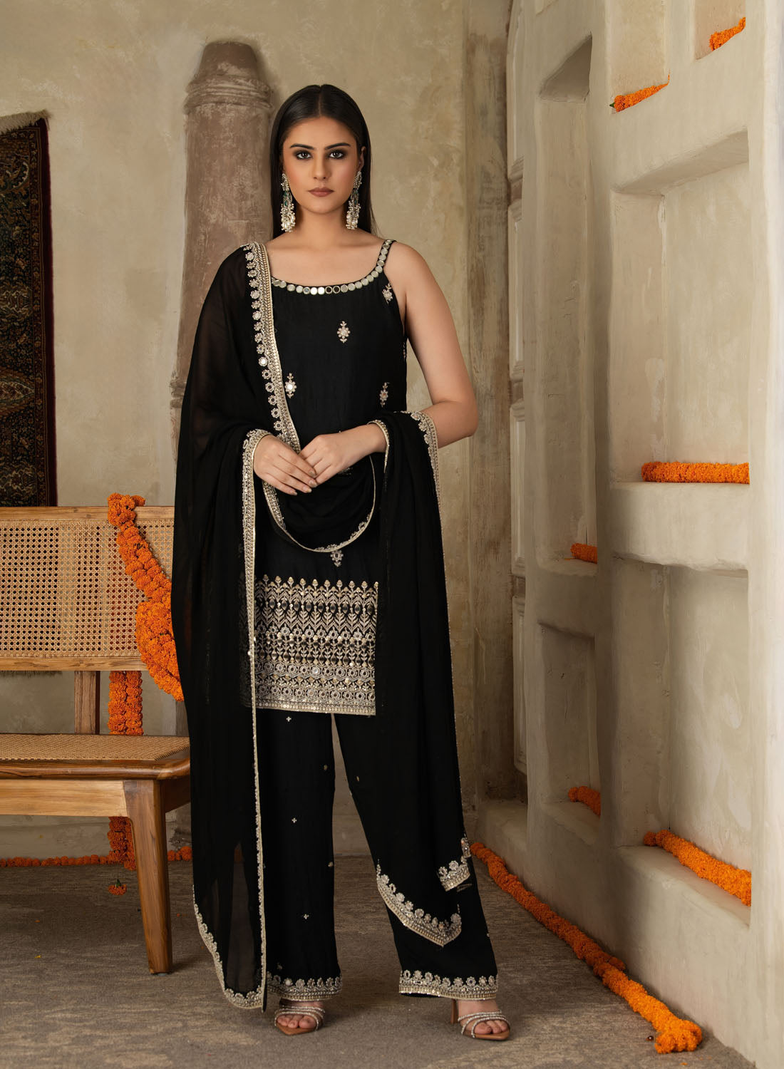Charita Mirror Work Suit Set