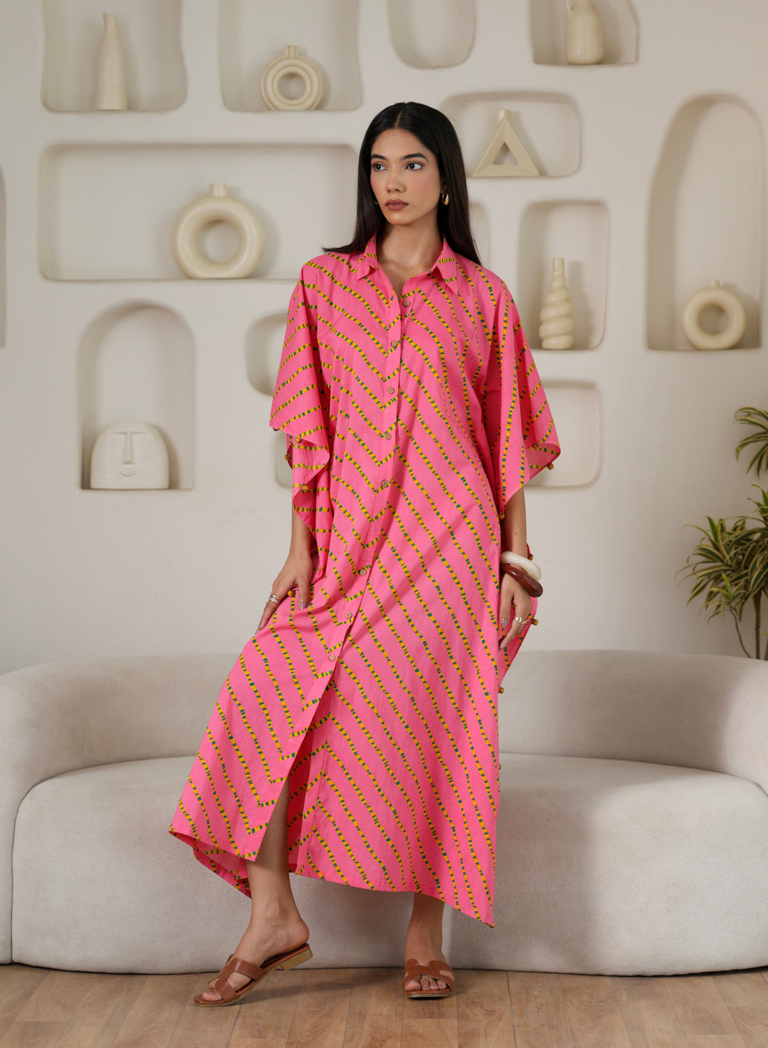 Gulabi Lehariya Kaftan