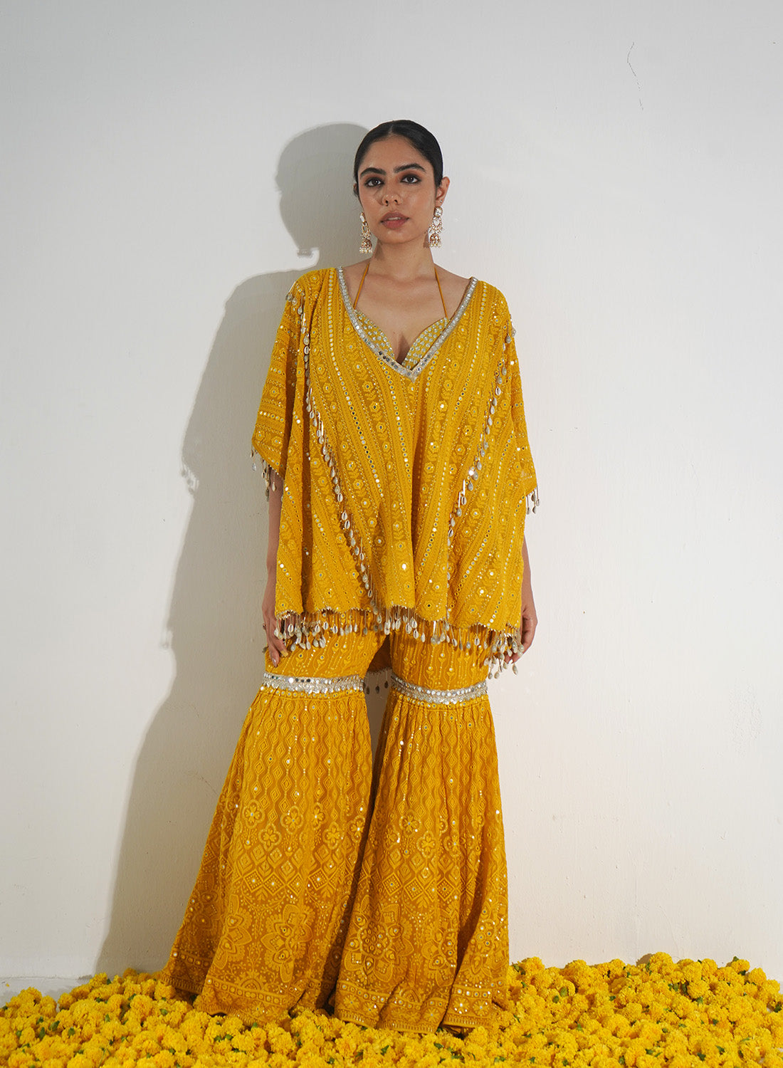 Sara Gharara Set With Mirror Work