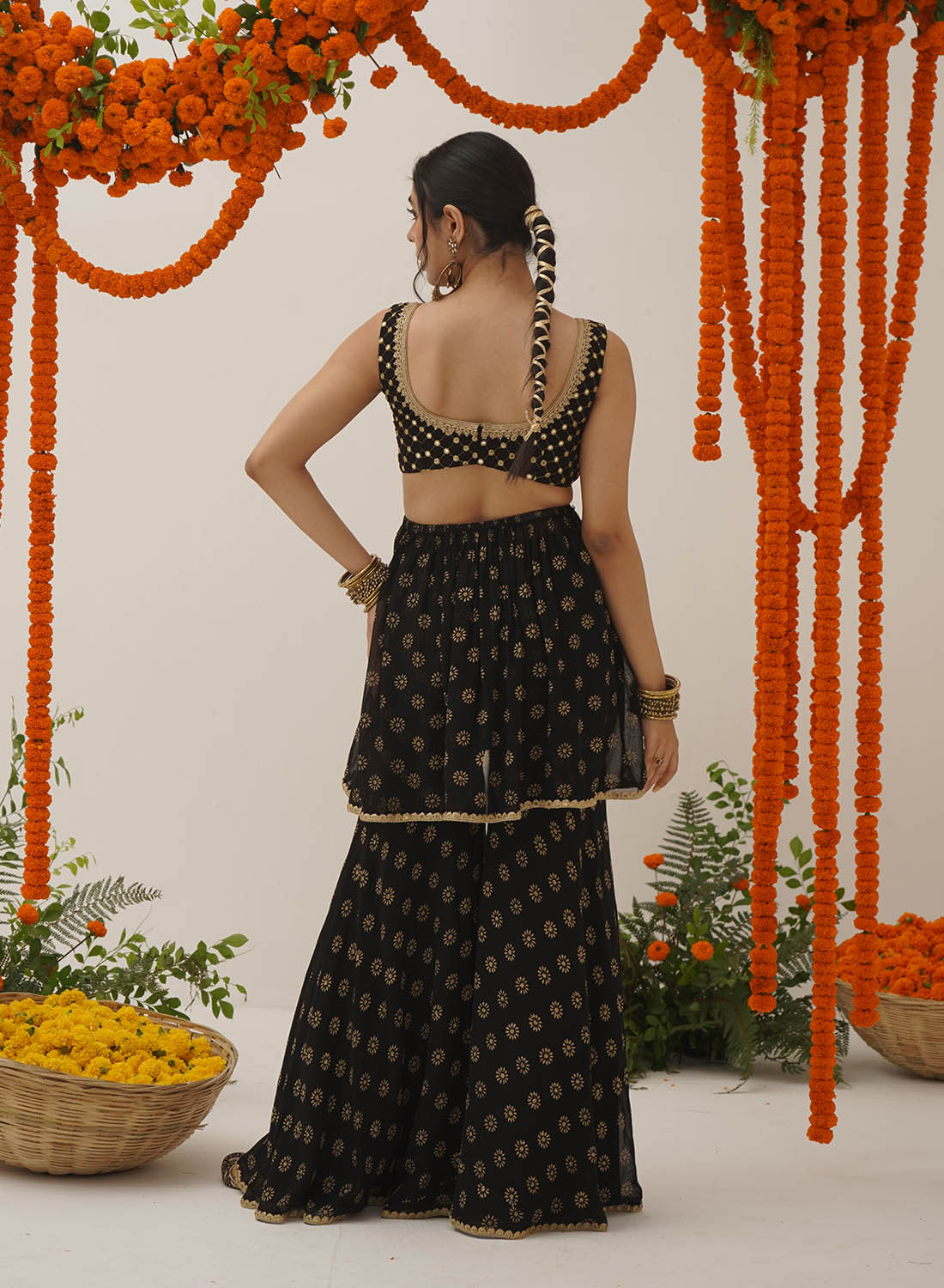 Tanusha Mirror Work Handblock Gharara Set