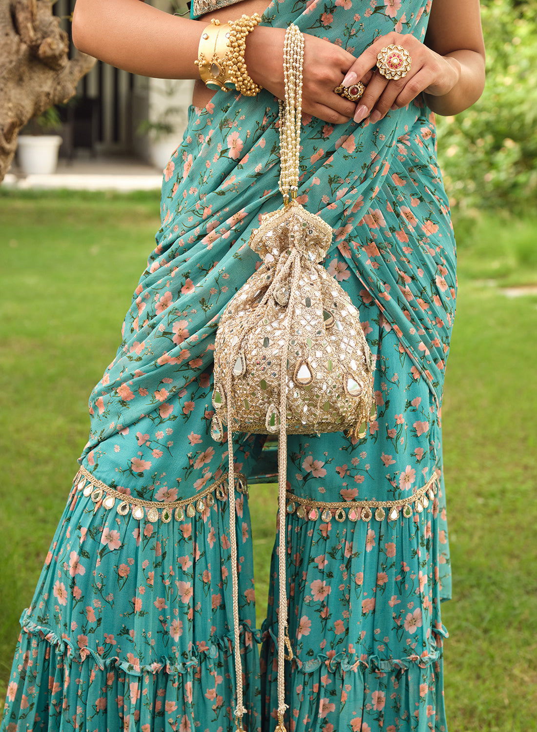 Pari Mirror work Potli