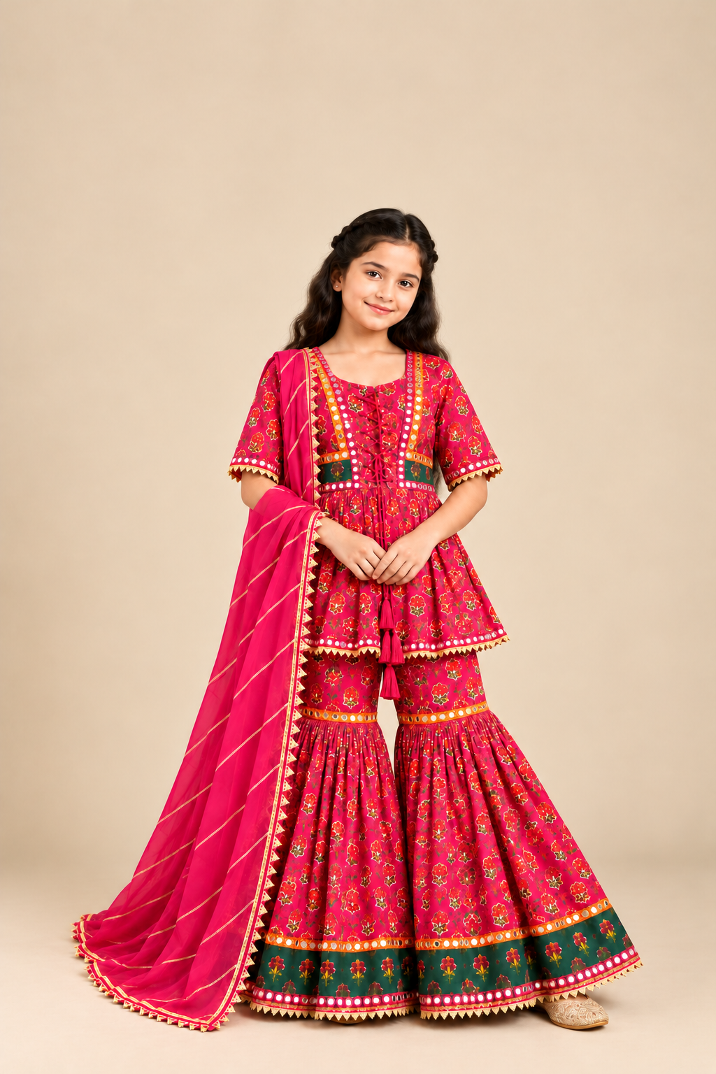 Kids Pink Gharara Set