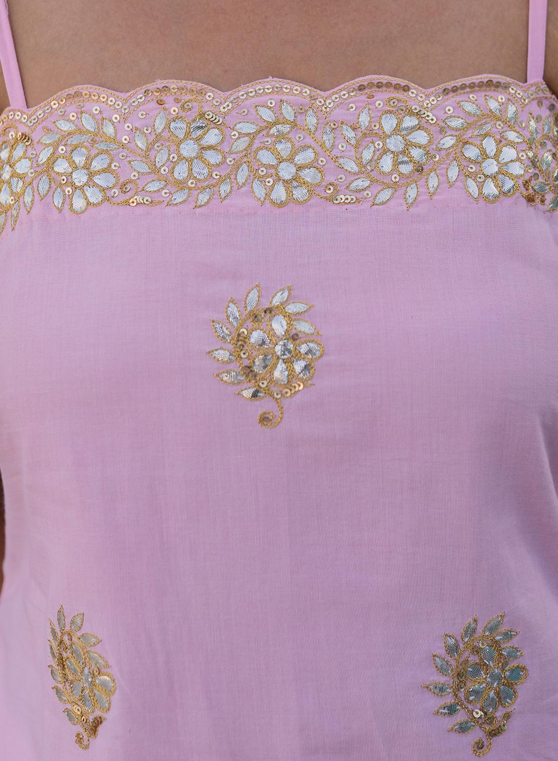 Ashi Gota Patti Spagetti Kurta Set With Printed Sharara Set