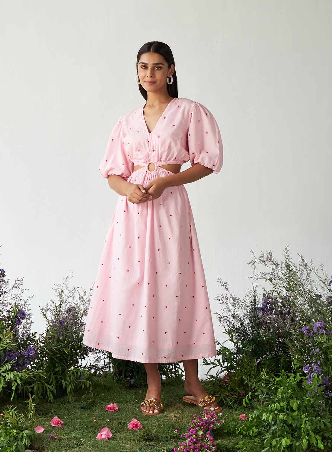 Siya Pink Heart Cutout Dress1
