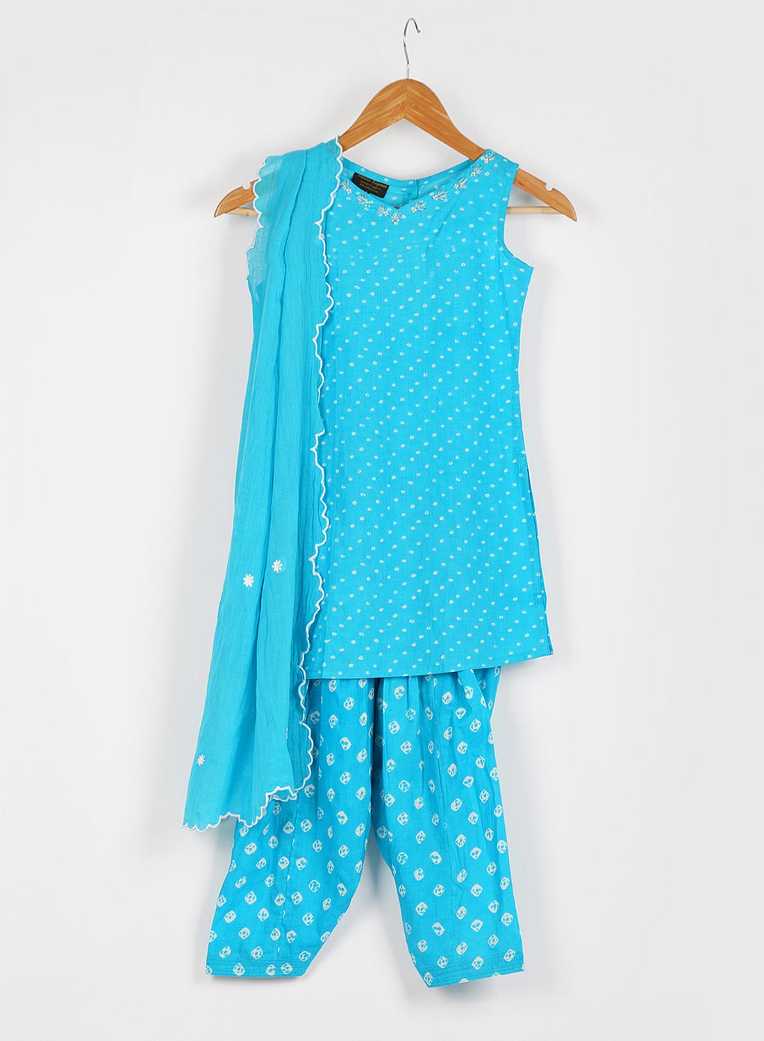 Kids Blue Printed Salwar Set