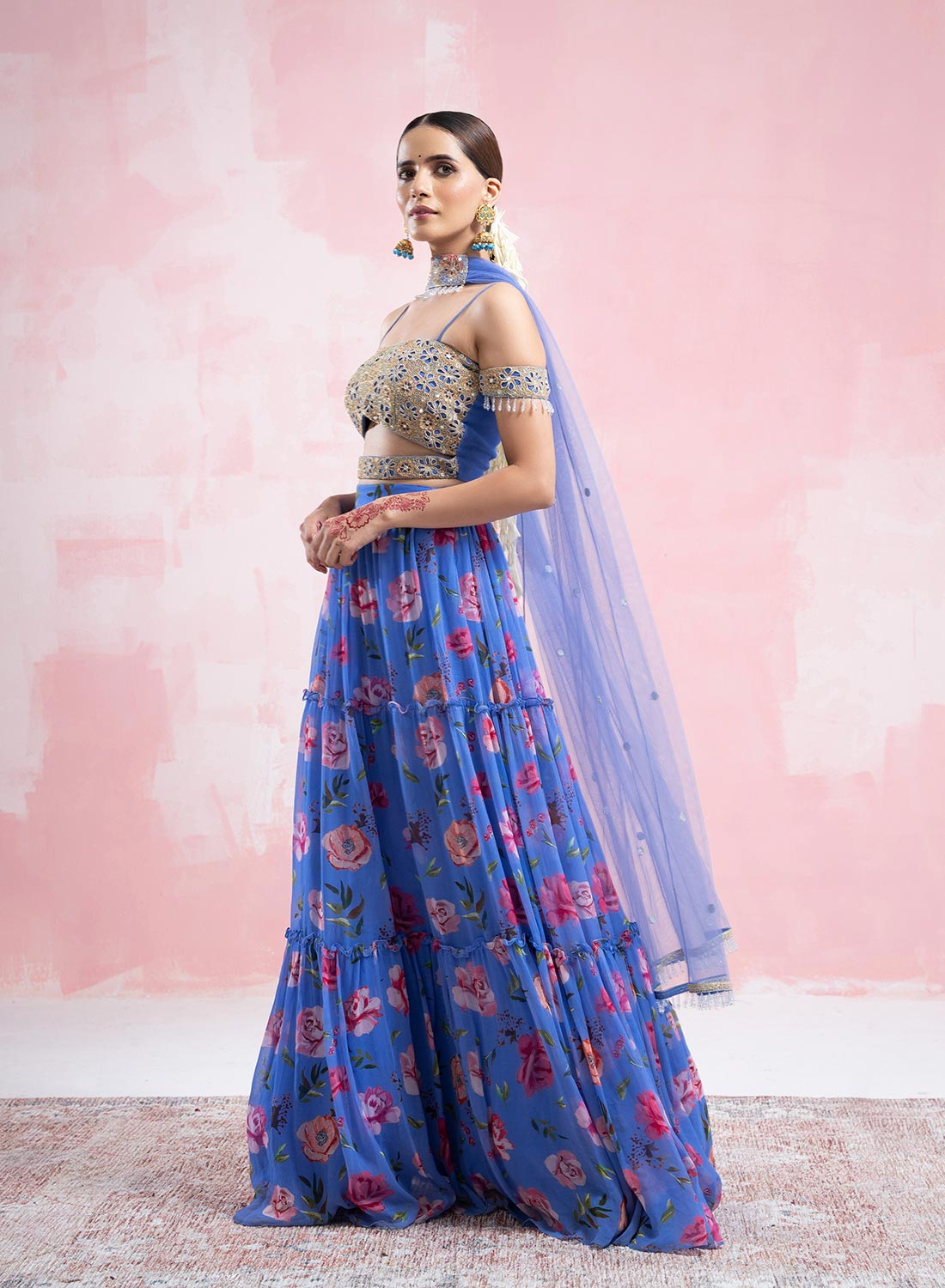 Jalsa Printed Lehenga With Cutwork Embroidered Blous