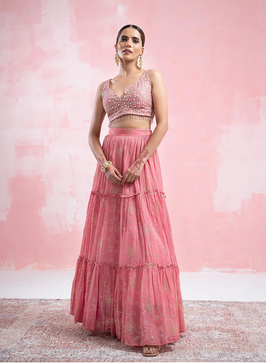 Mahi Mukaish Lehenga With Mirror Work Blouse