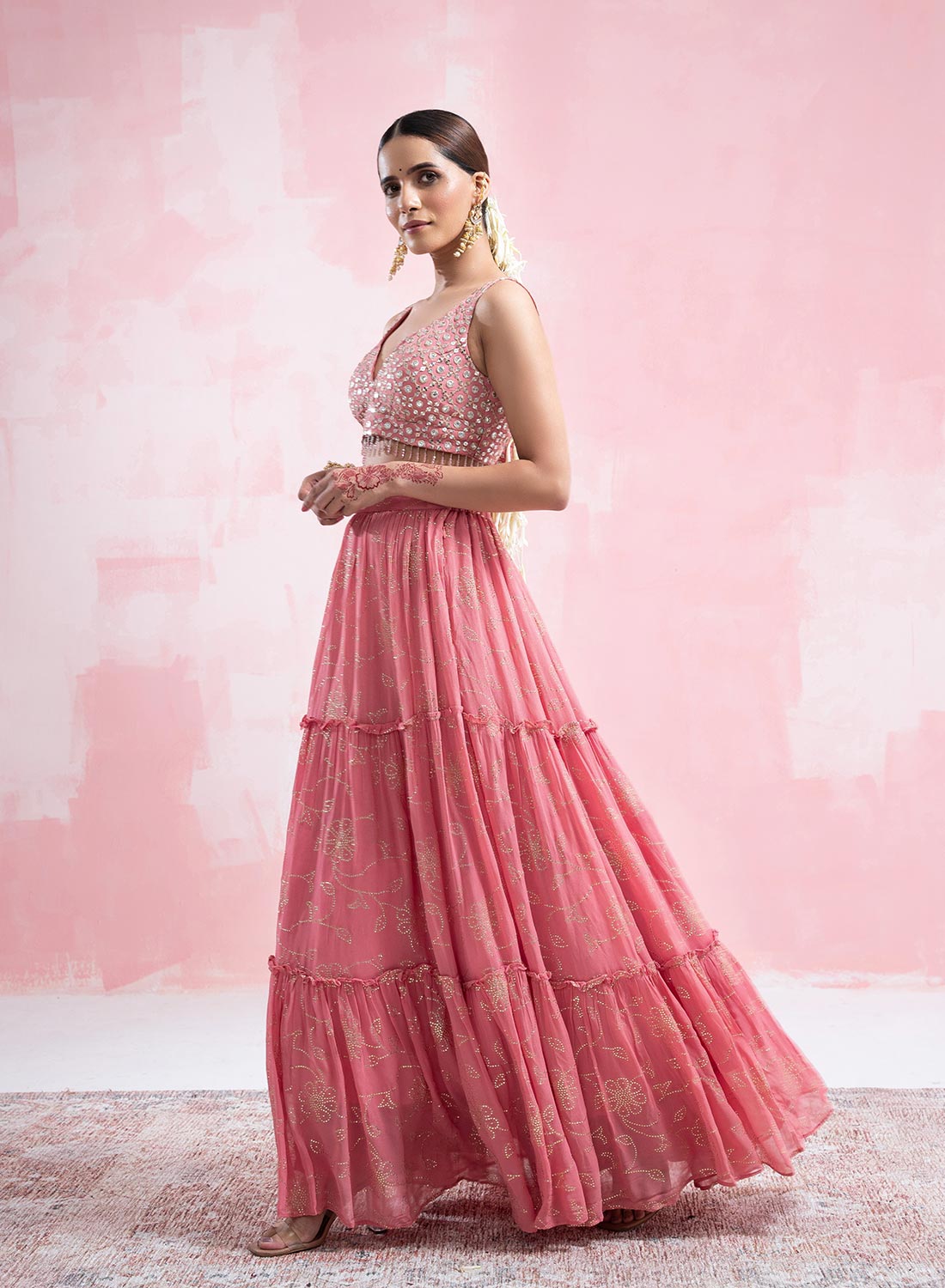 Mahi Mukaish Lehenga With Mirror Work Blouse