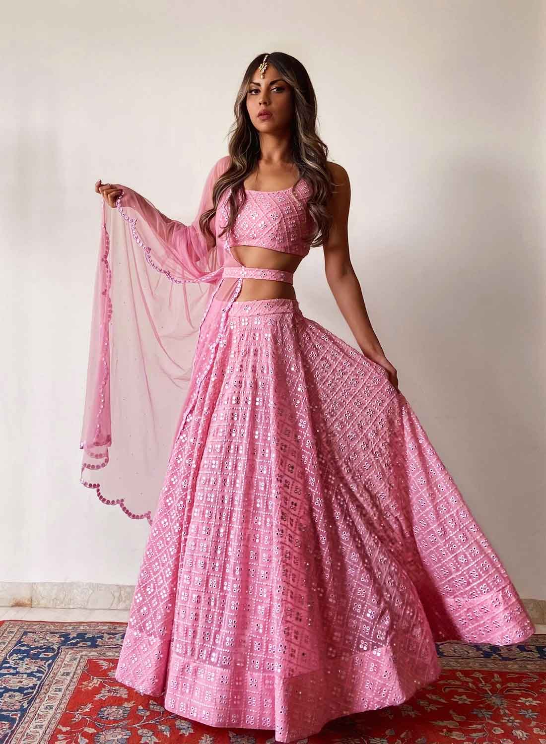 Pink Mirror Work Lehenga Pink Mirror Work Lehenga