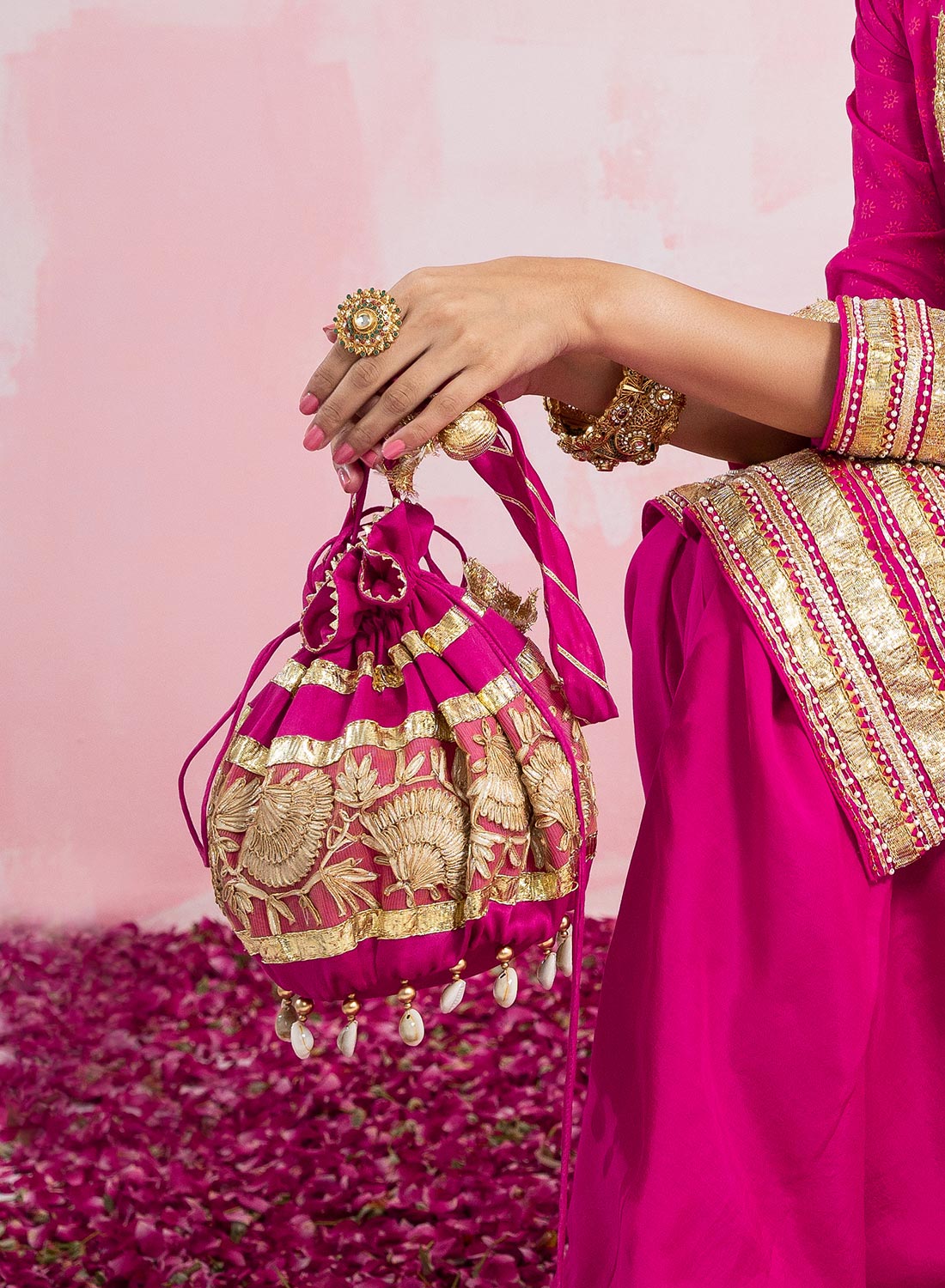 Vera Potli With Gota And Bead Work