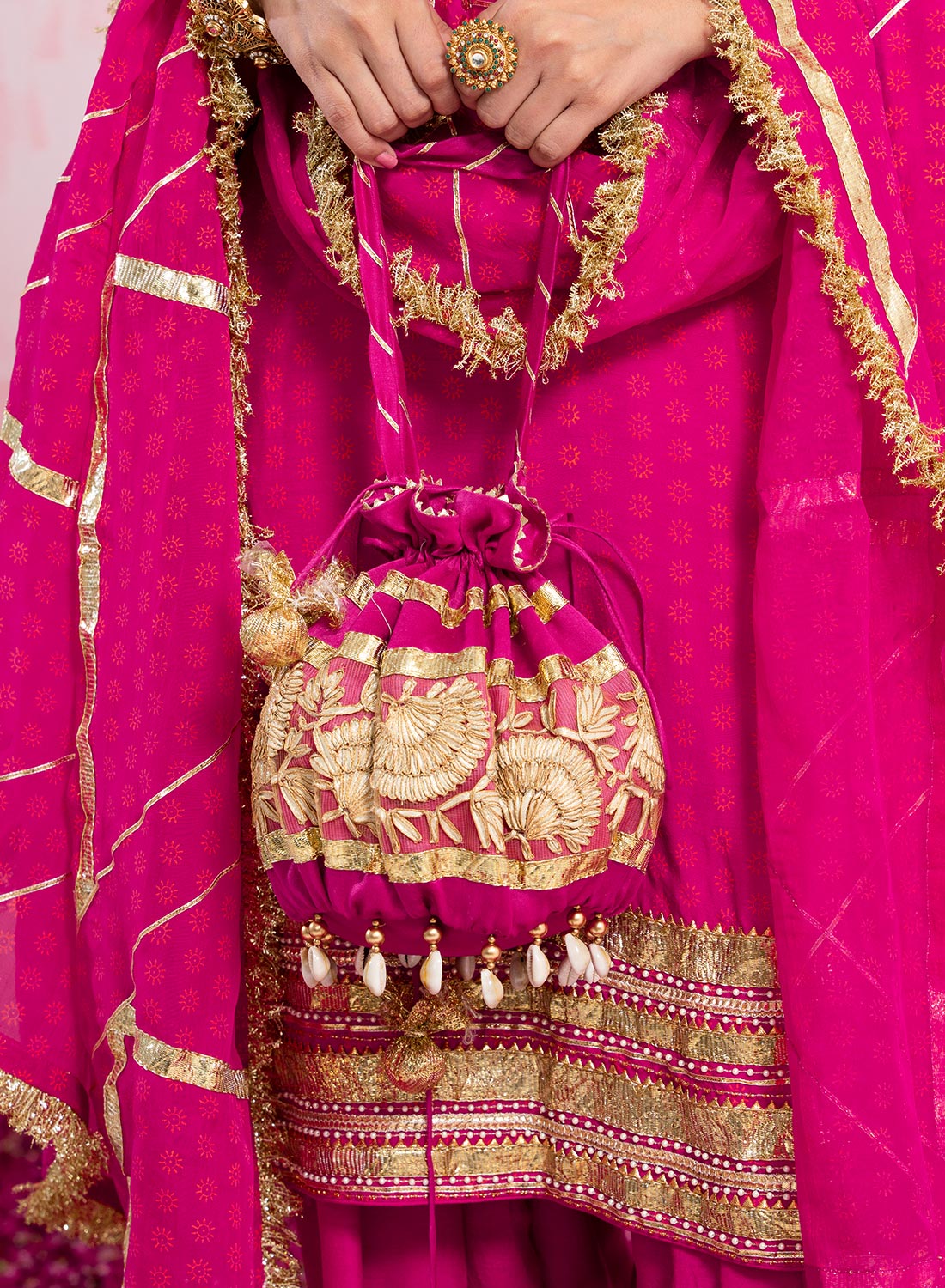 Vera Potli With Gota And Bead Work