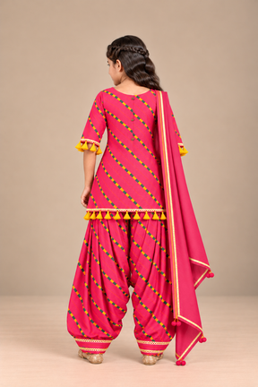 Kids Pink Patiala Suit Set