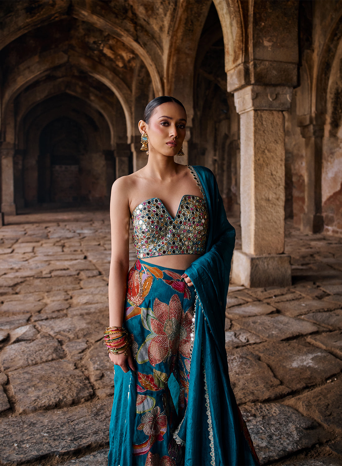 Chinar Printed Mirror Work Garara Set