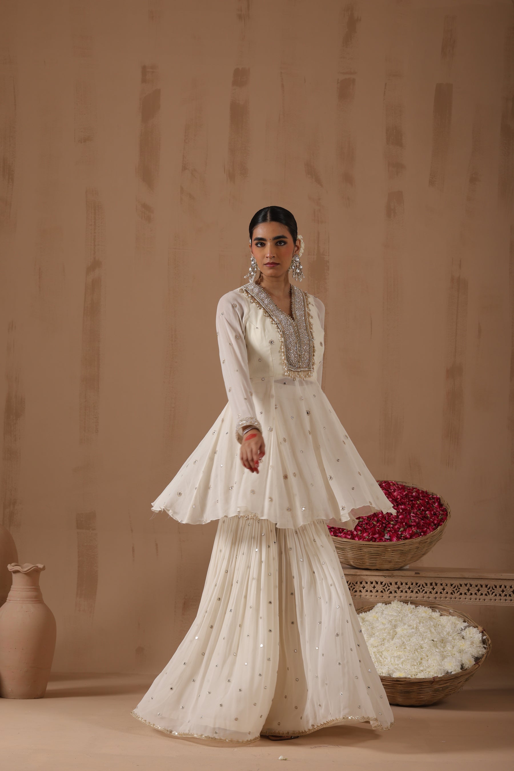 Alesha Peplum Mirror Work Gharara Set