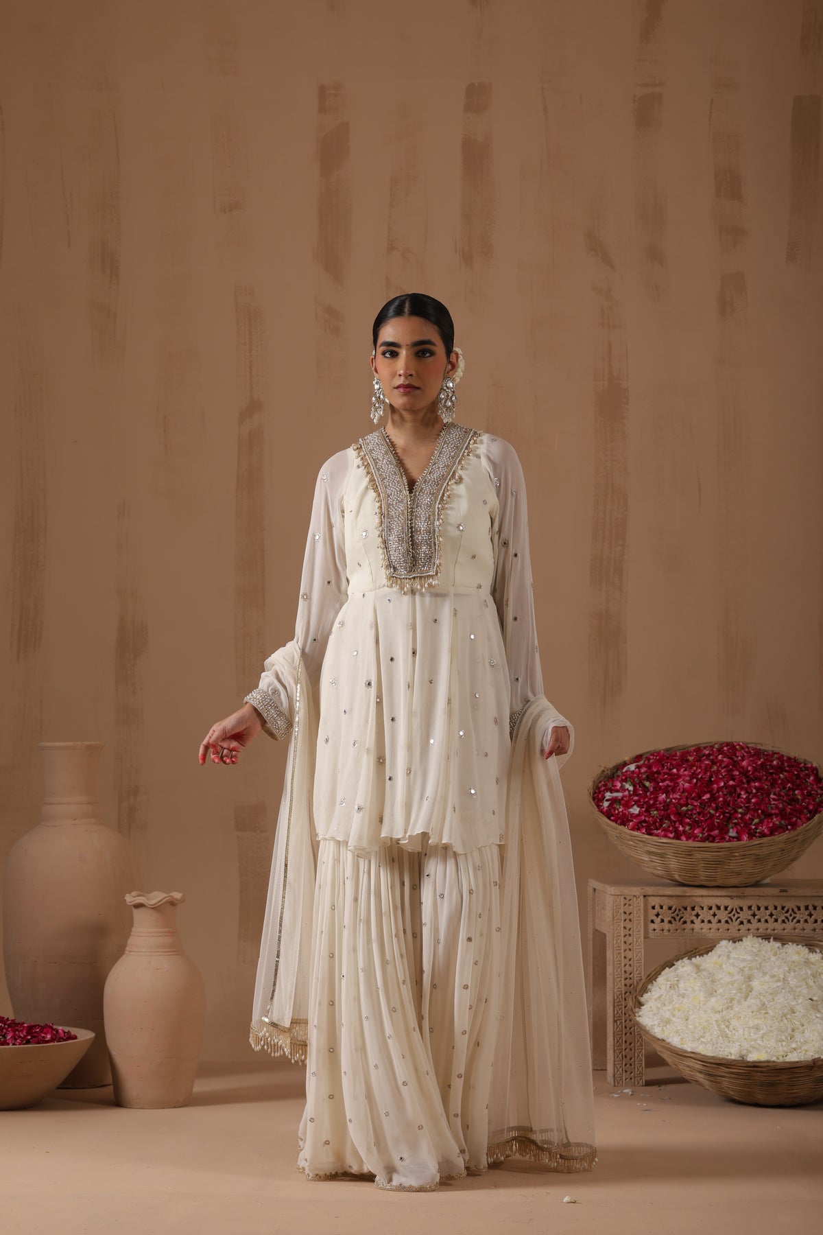 Alesha Peplum Mirror Work Gharara Set