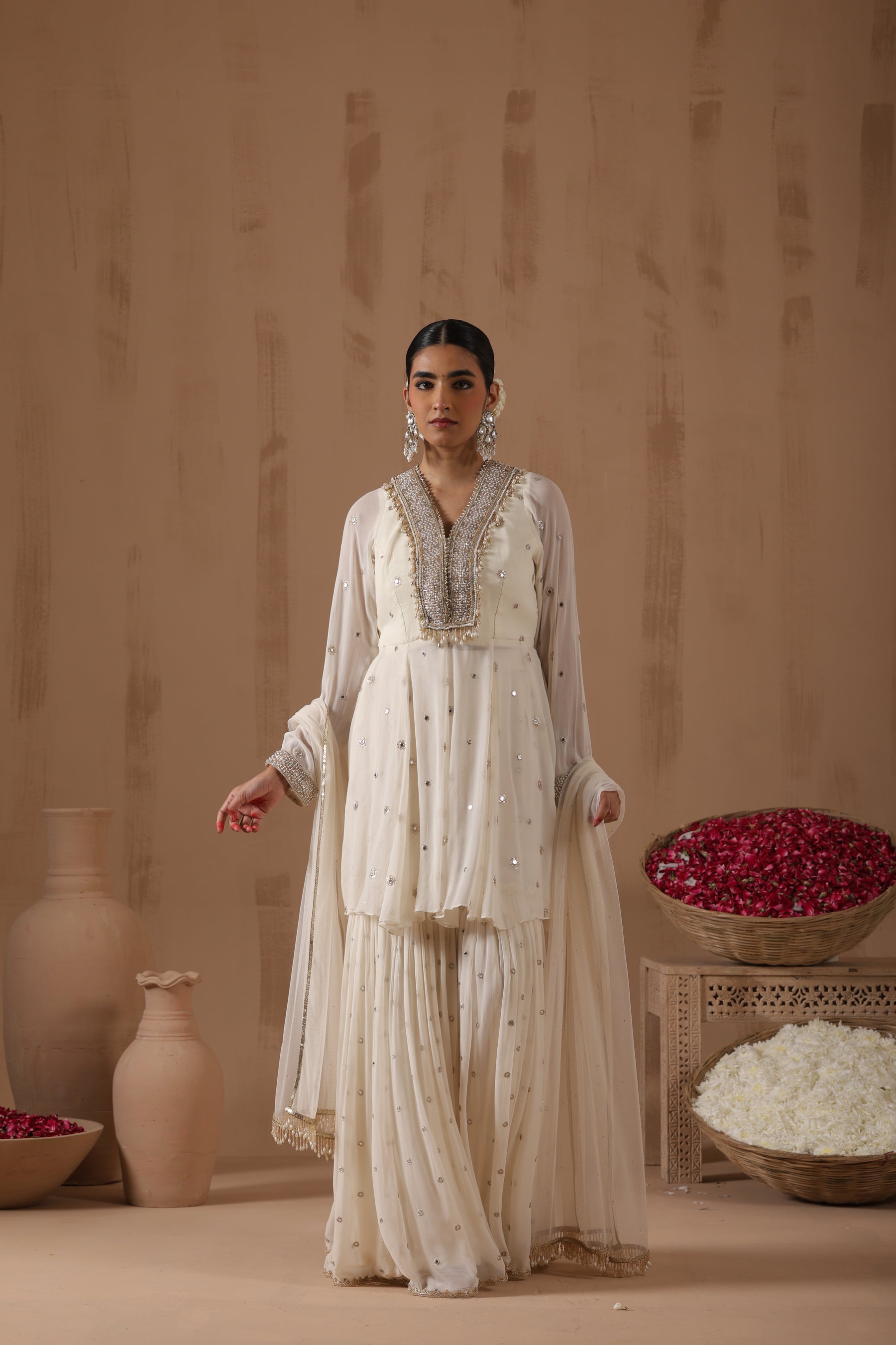 Alesha Peplum Mirror Work Gharara Set