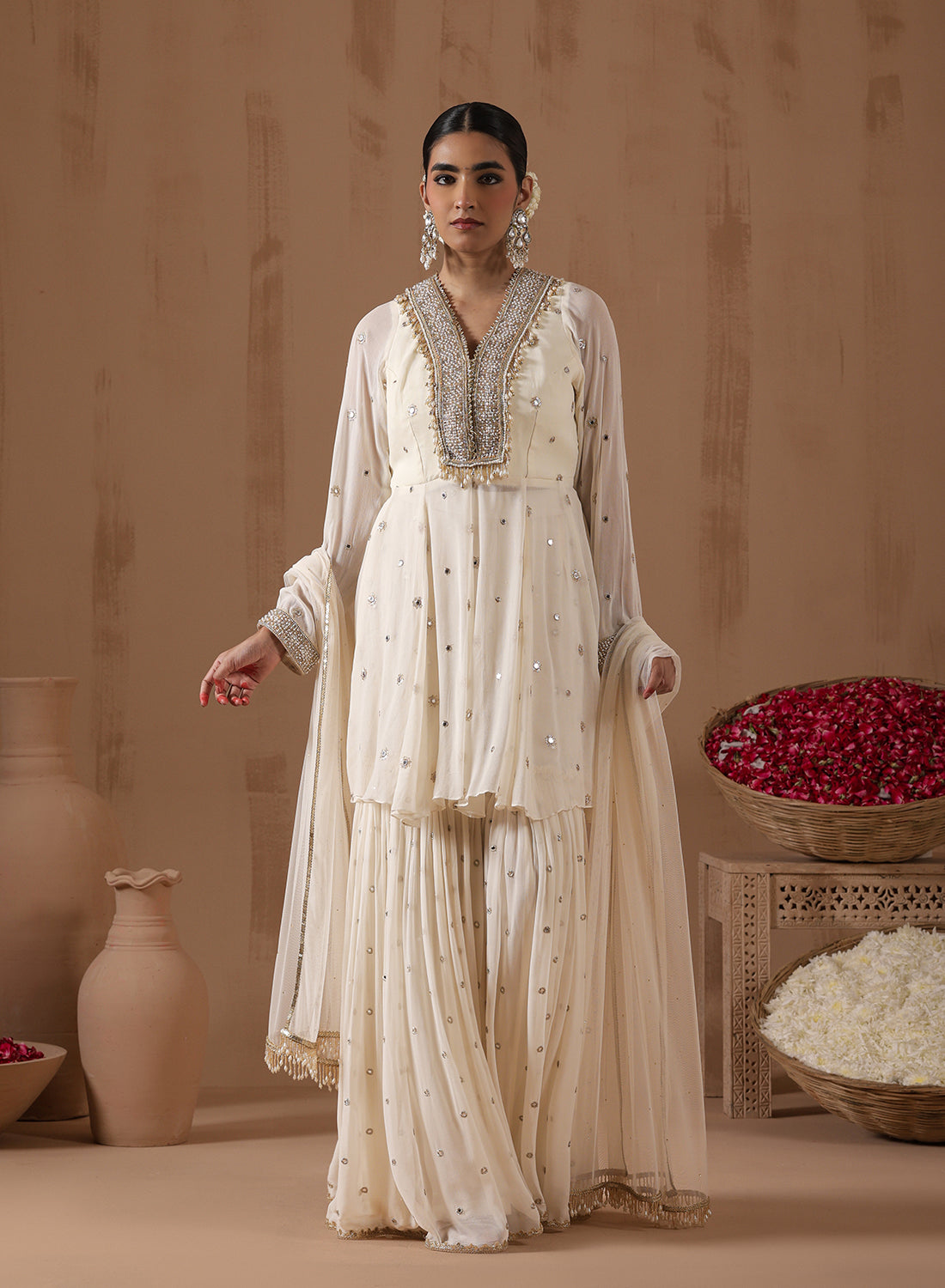 Alesha Peplum Mirror Work Gharara Set