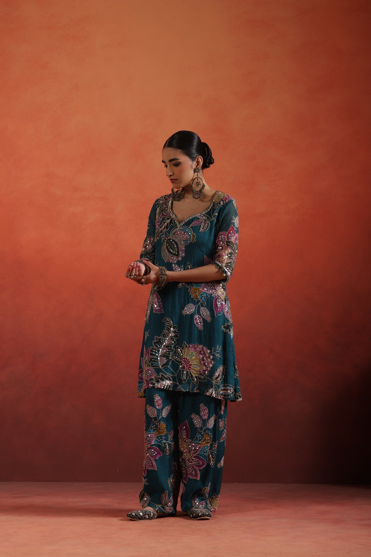 Dhriti Printed Cut Dana Palazo Set
