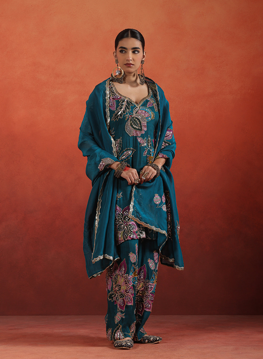 Dhriti Printed Cut Dana Palazo Set