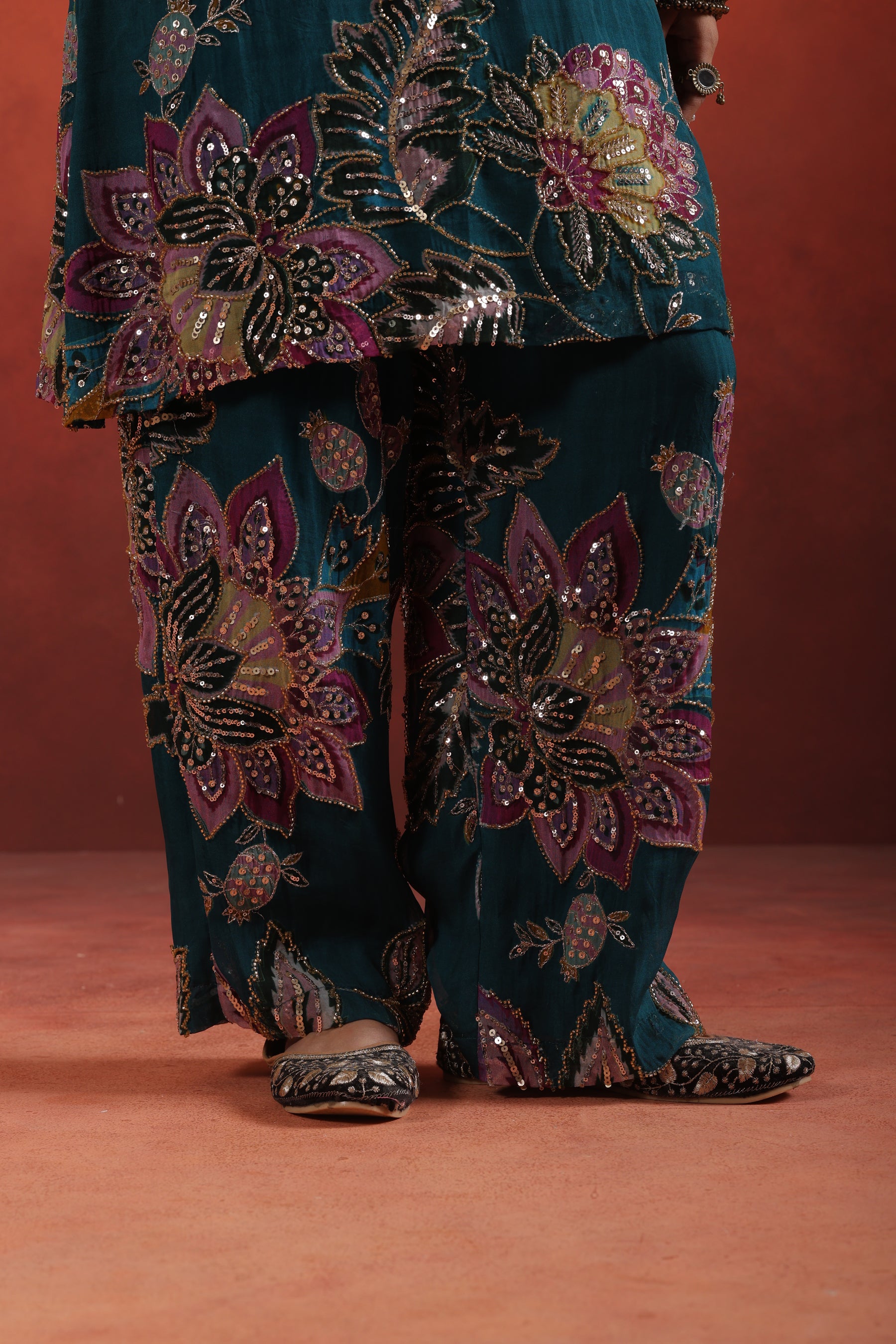 Dhriti Printed Cut Dana Palazo Set