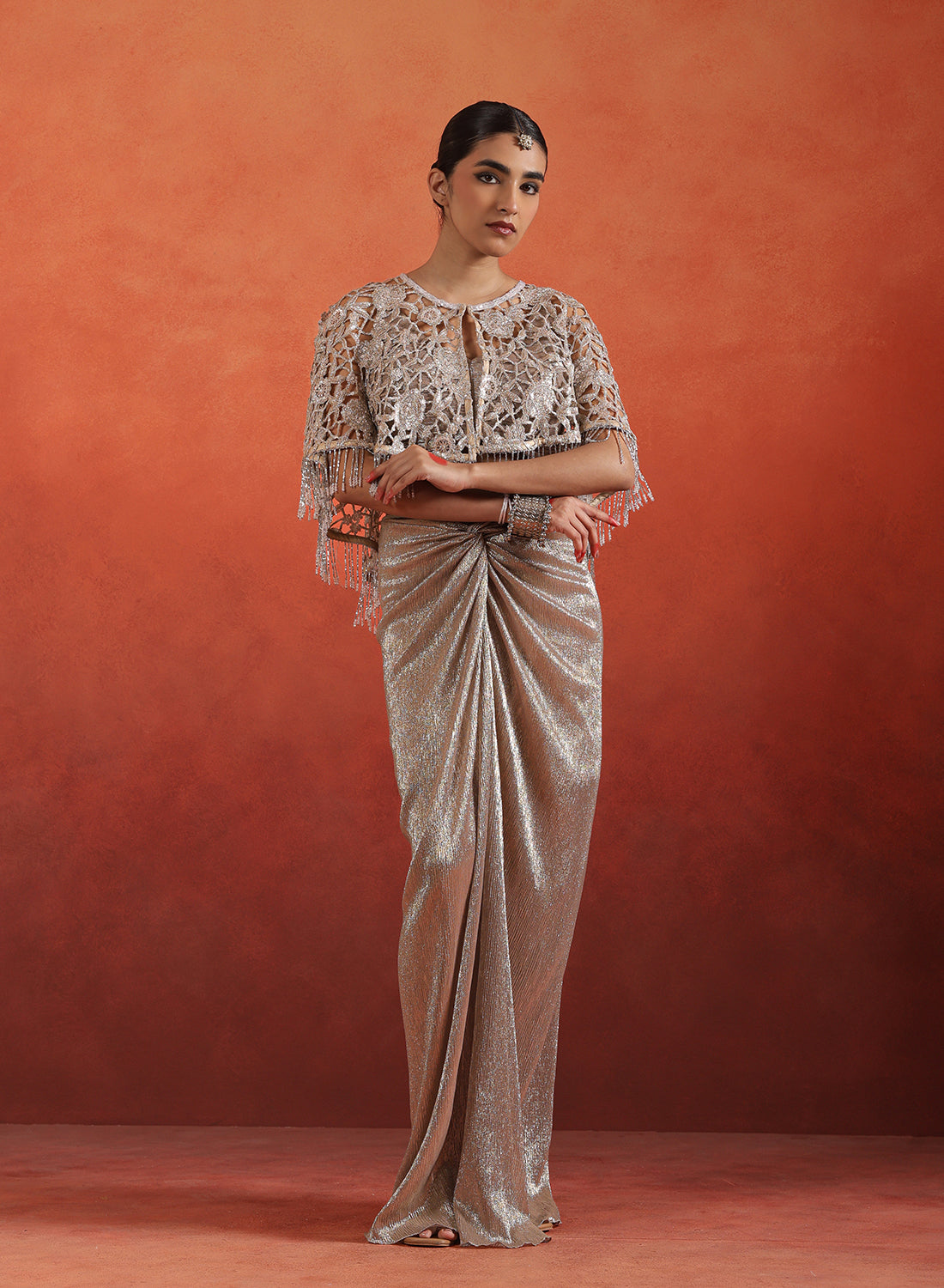 Sequins, Zari & Beadwork Cape Set