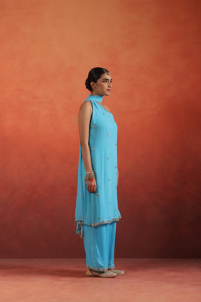 Hiral One Shoulder Mirror Work Set