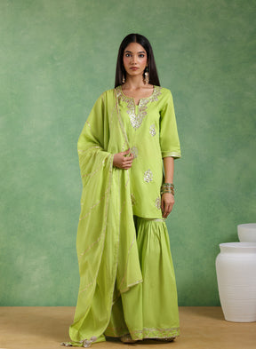 Chaandrikaa Lime Green Sharara Set