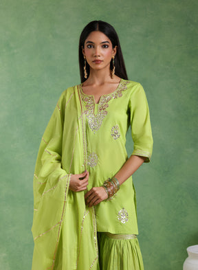 Chaandrikaa Lime Green Sharara Set