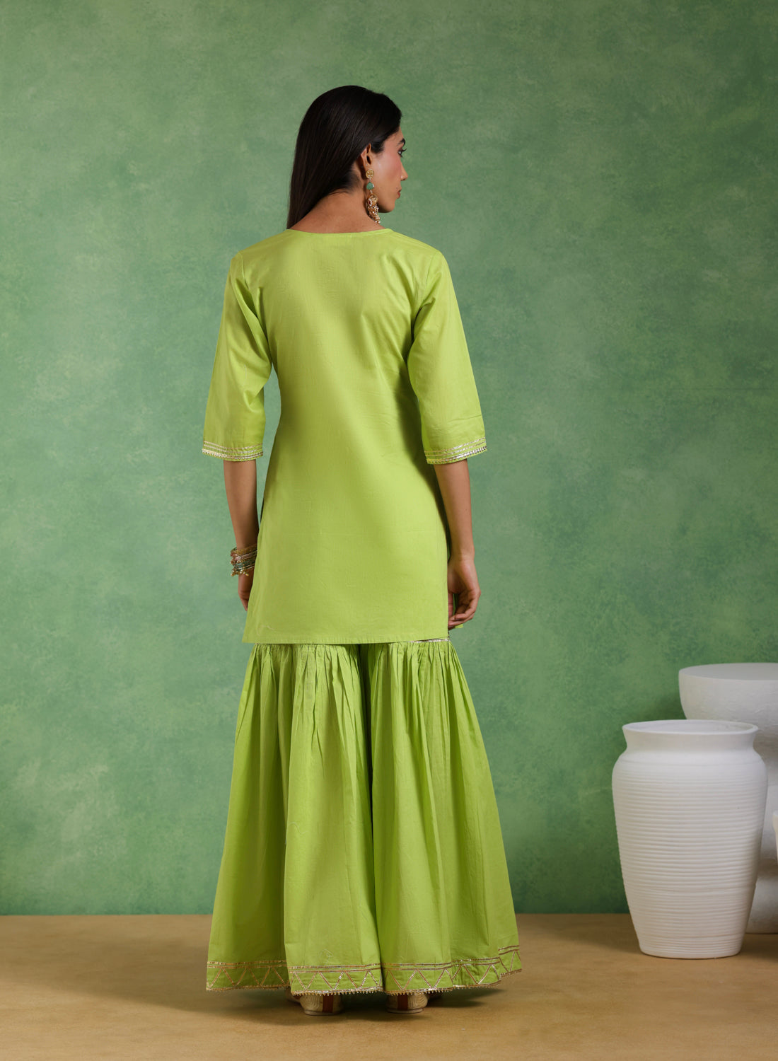 Chaandrikaa Lime Green Sharara Set