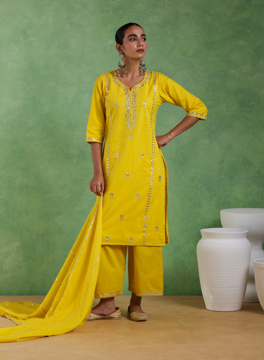 Adaa Gotta Patti Mustard Suit Set
