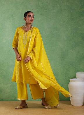Adaa Gotta Patti Mustard Suit Set