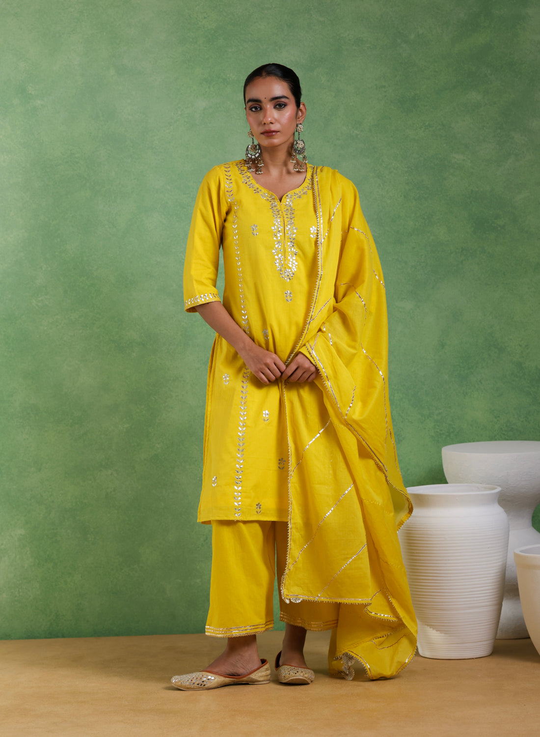 Adaa Gotta Patti Mustard Suit Set