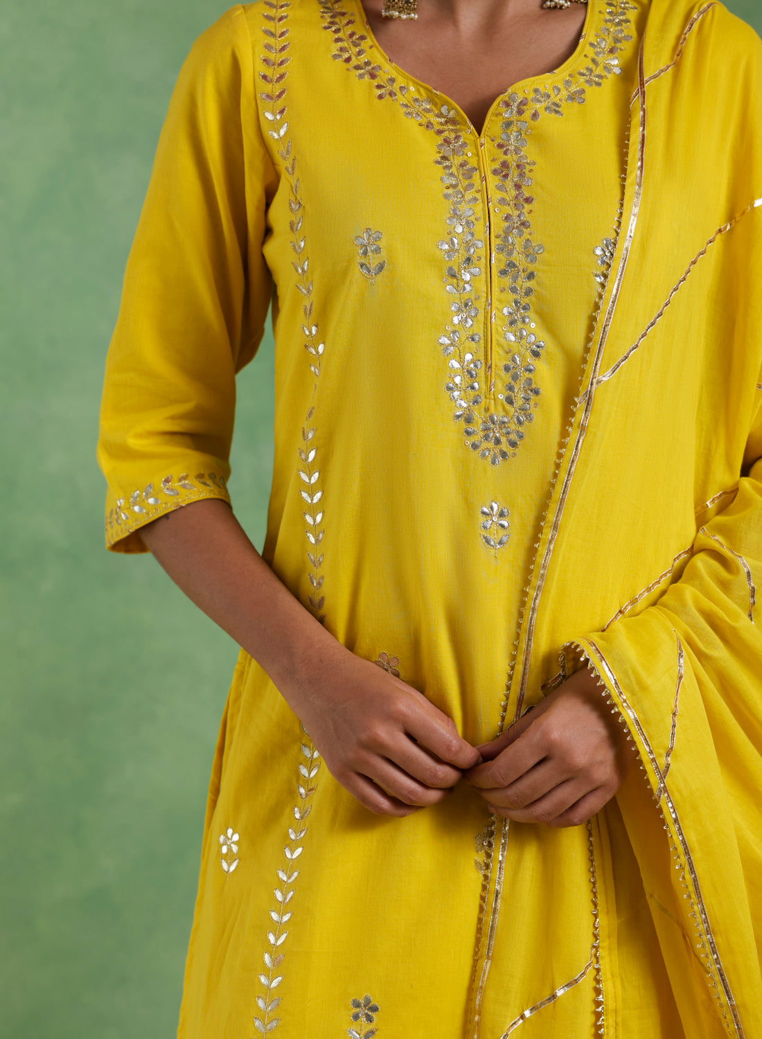 Adaa Gotta Patti Mustard Suit Set