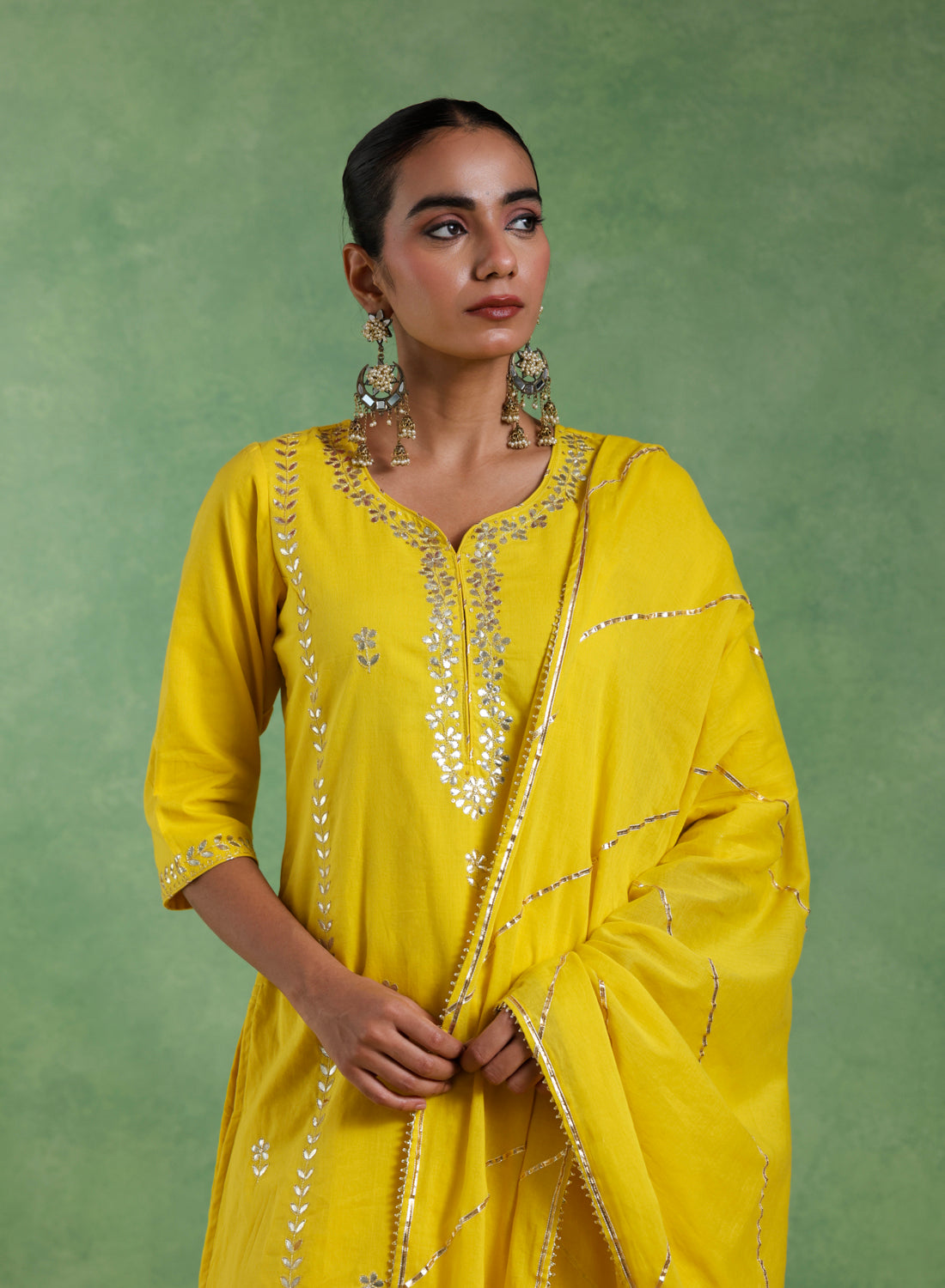 Adaa Gotta Patti Mustard Suit Set
