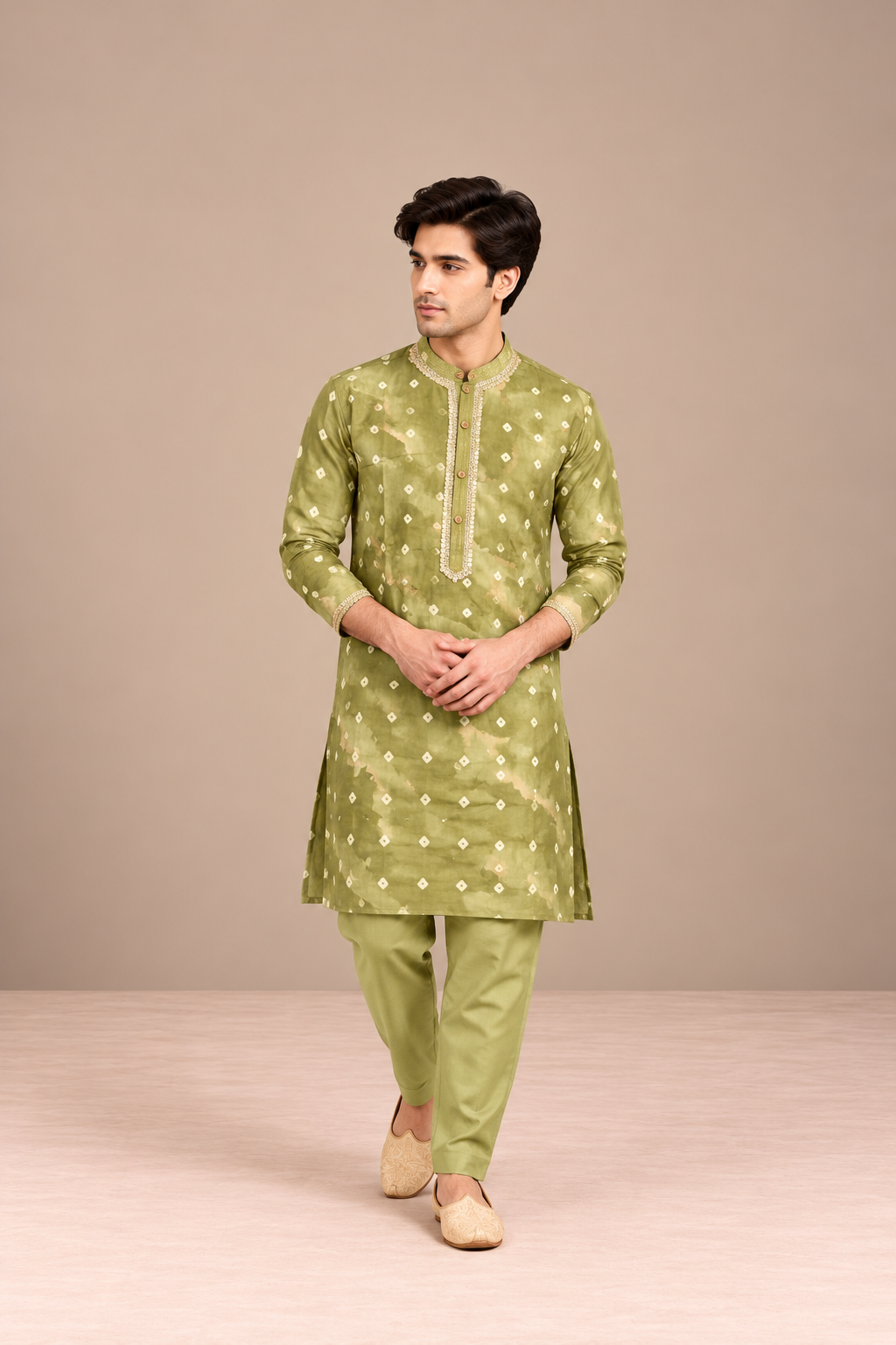 Aaryan Bandhej Kurta Set