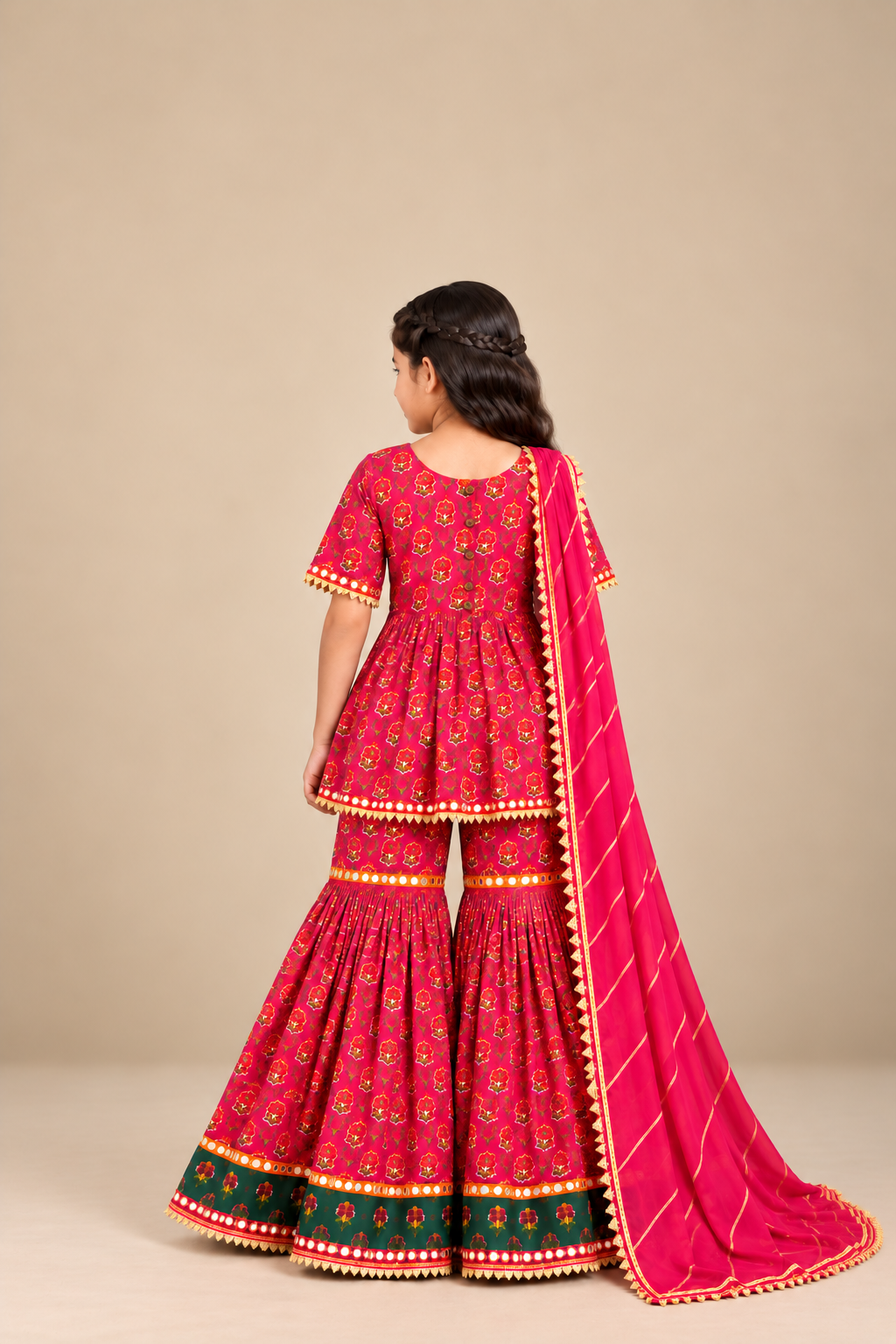 Kids Pink Gharara Set