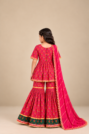 Kids Pink Gharara Set