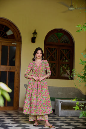 Vidya Cotton Hand Block Anarkali