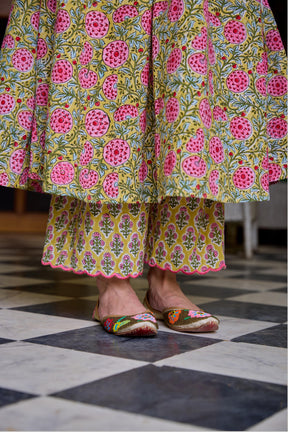 Vidya Cotton Hand Block Anarkali