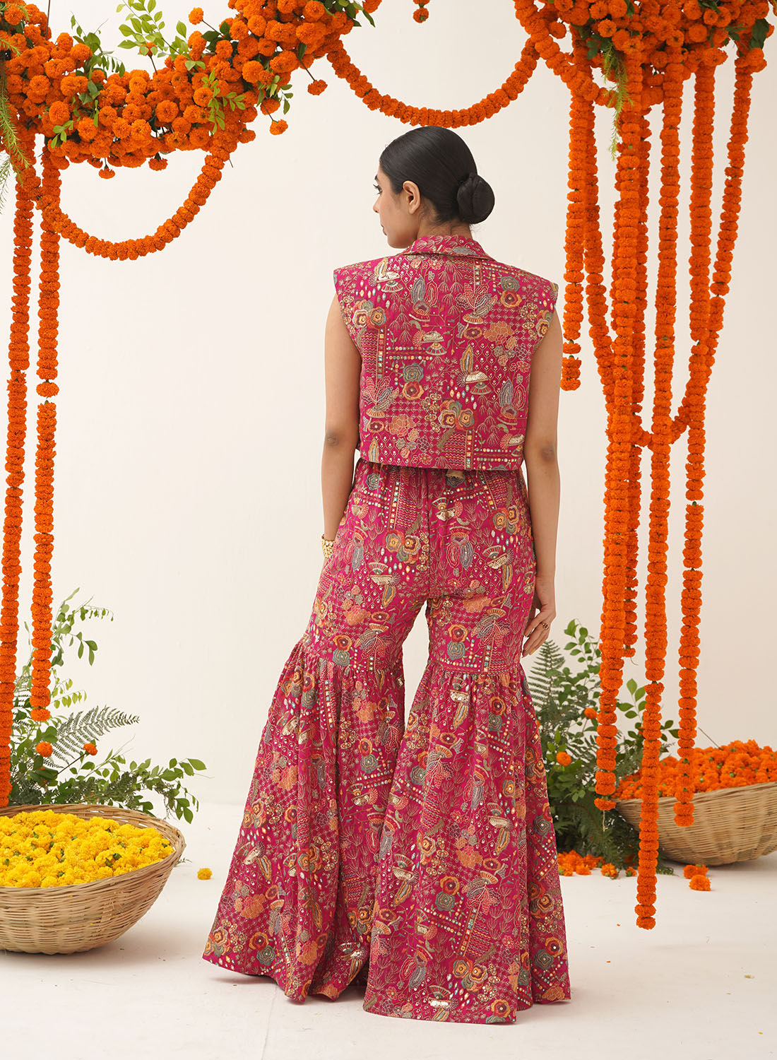 Nirmala Embroidered Gharara Set With Jacket