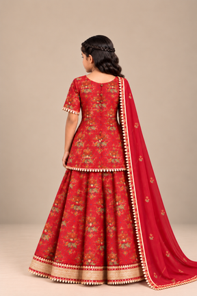 Kids Red Lehenga Choli Set