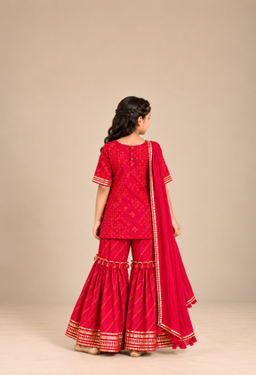 Kids Red Gharara Set
