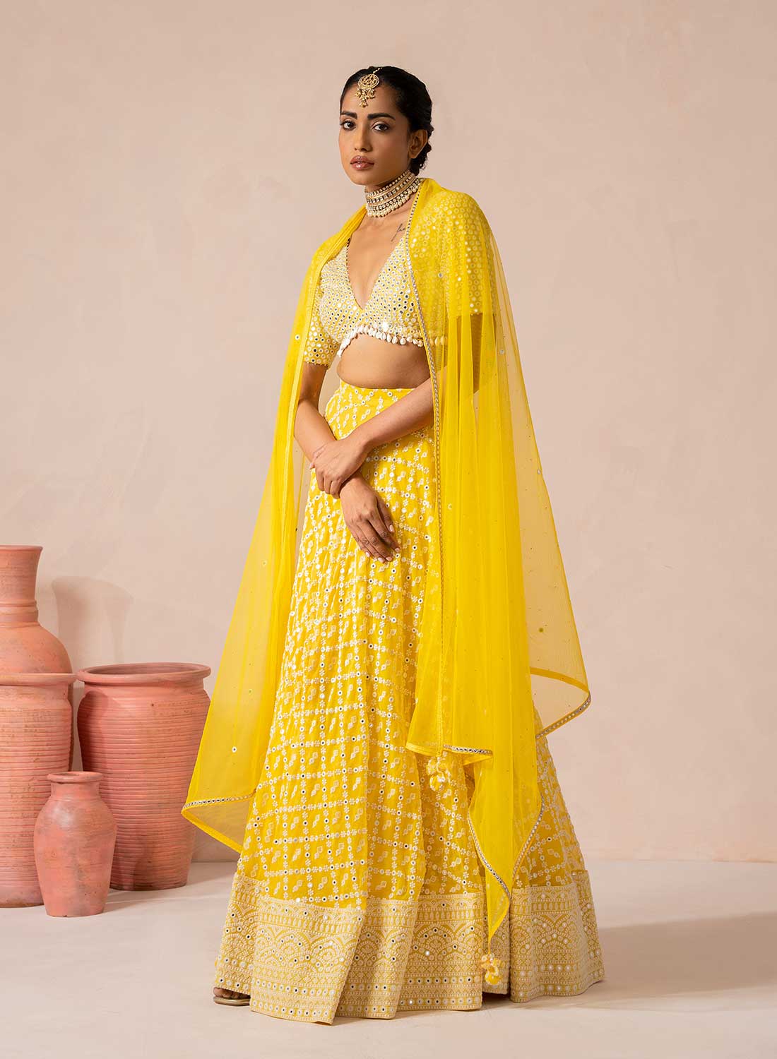 Sunehri Leher Mul Chanderi Set main image 1