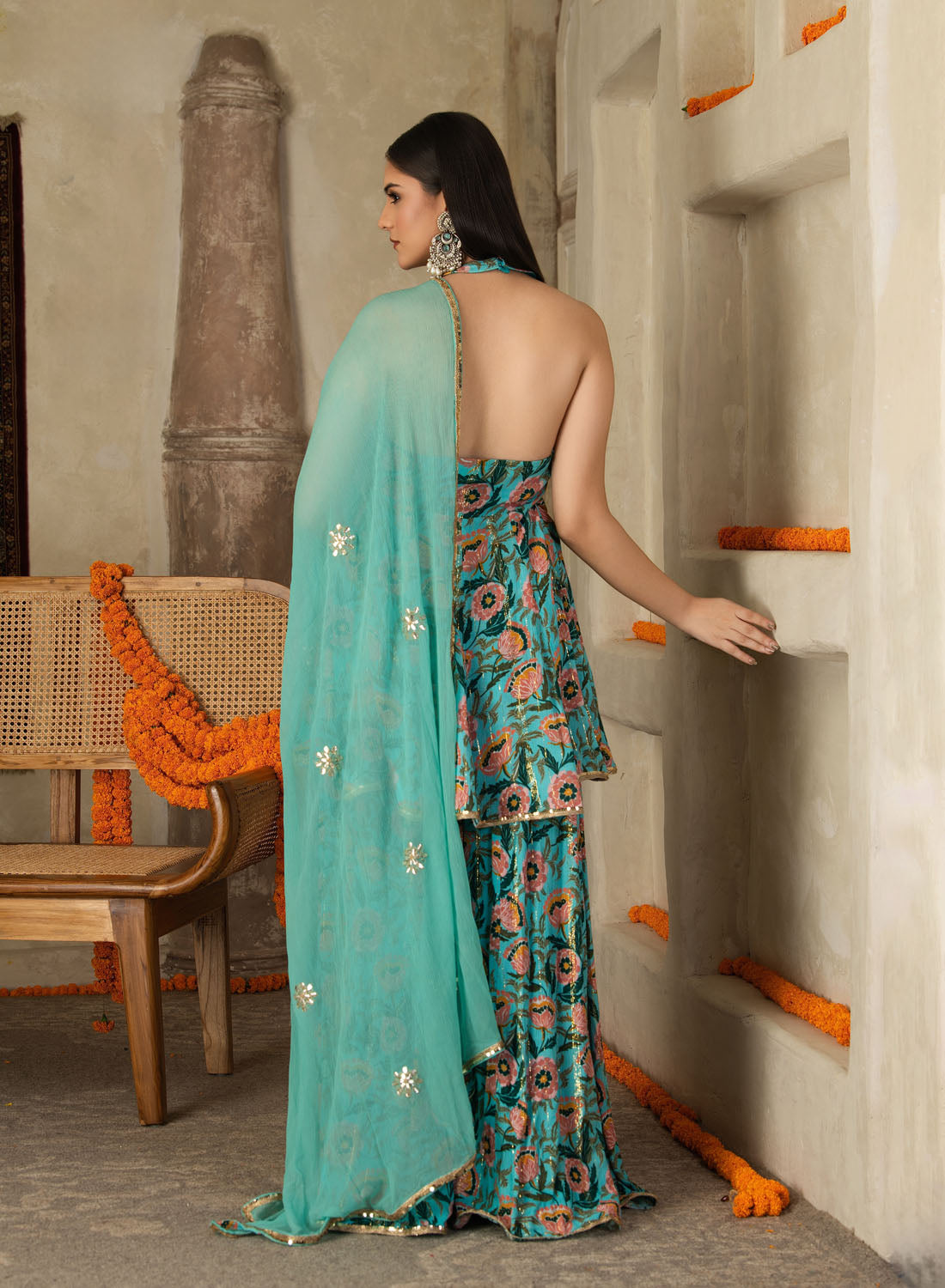 Suvarna Peplum Sharara Set