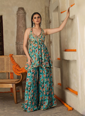 Suvarna Peplum Sharara Set