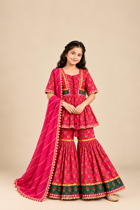 Kids Pink Gharara Set