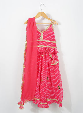 Kids Bandini Pink Lehenga Set