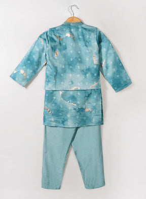 Blue Bandhani Jacket Set