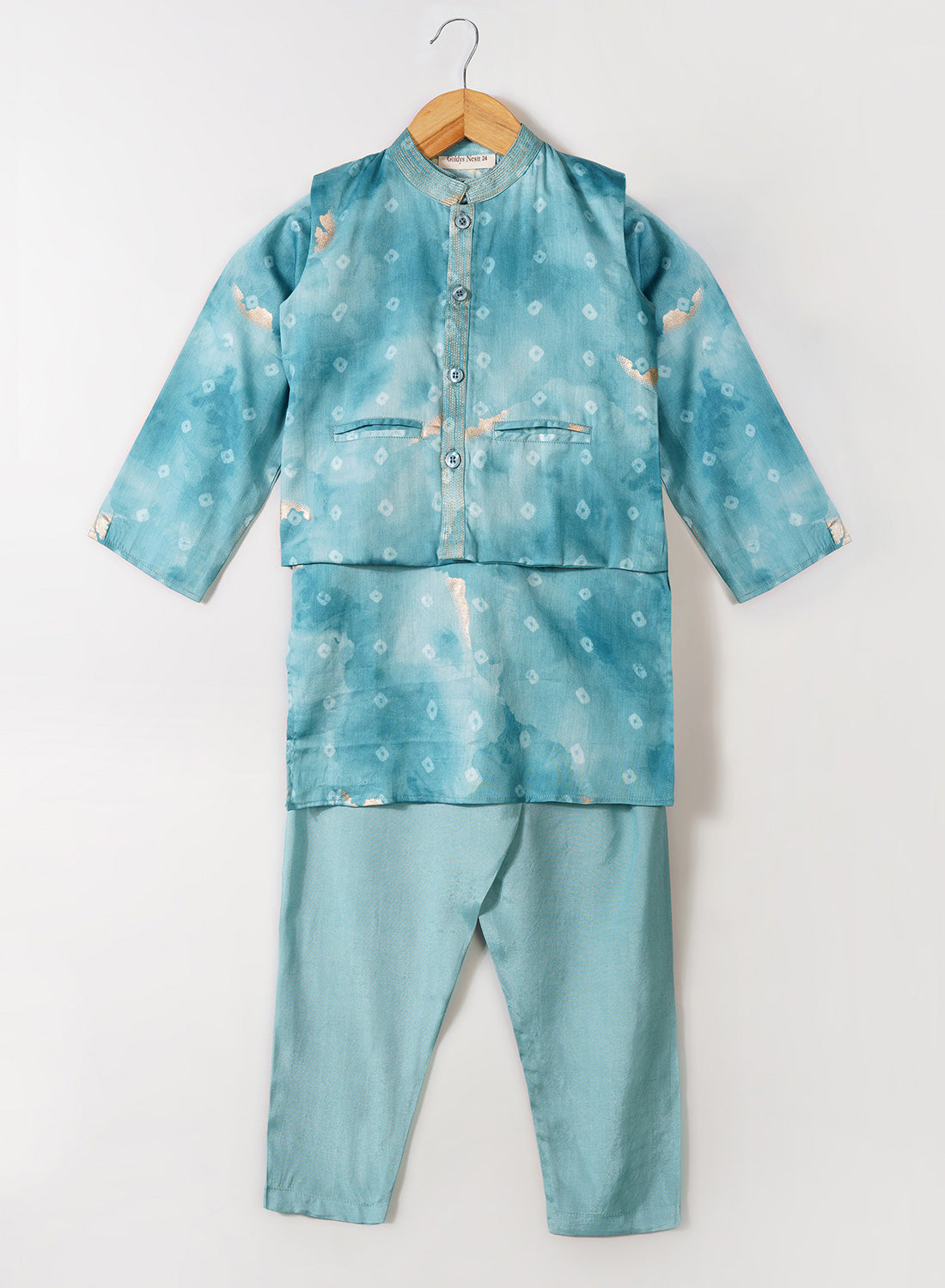 Blue Bandhani Jacket Set