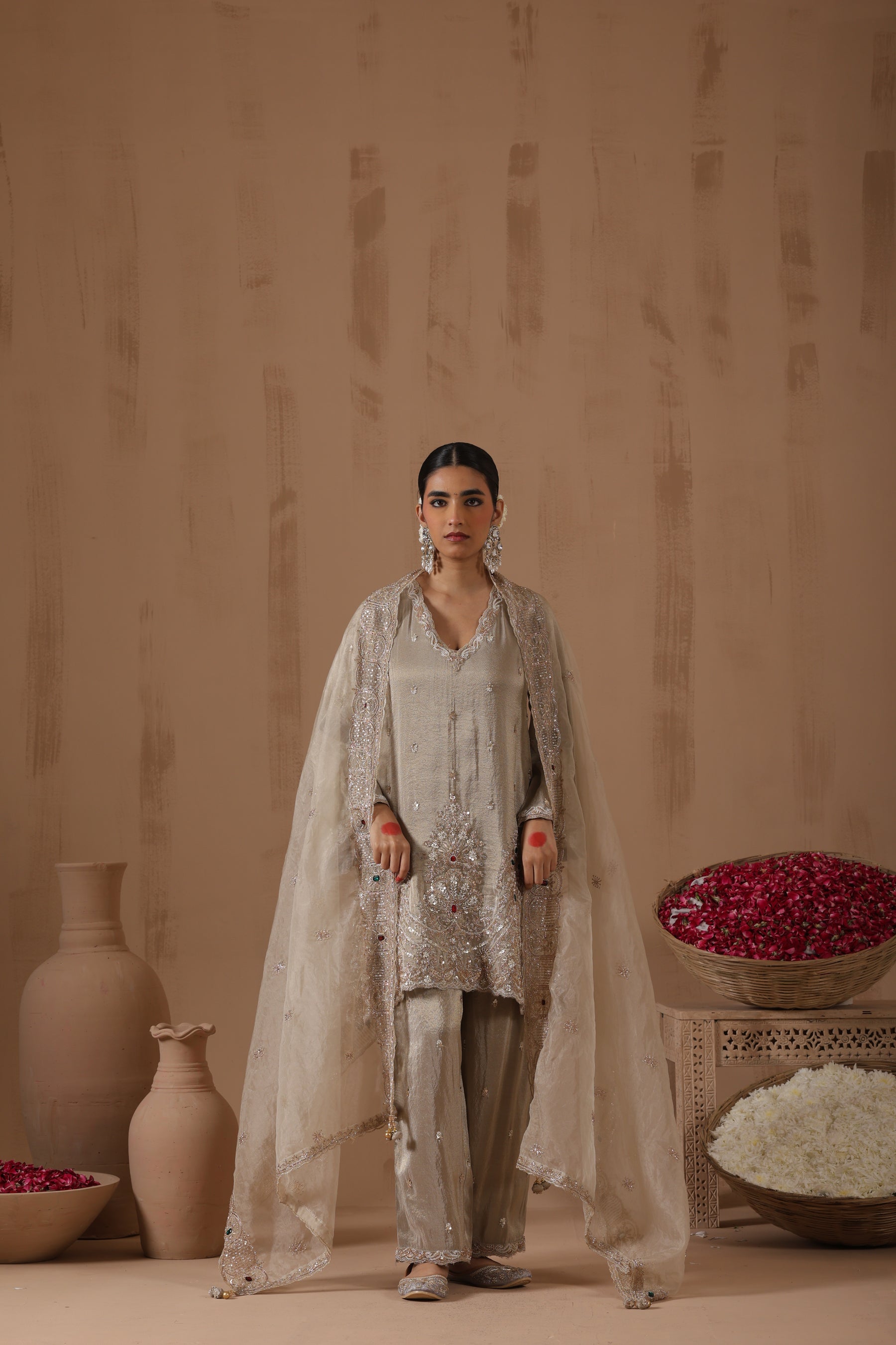 Chandni Gul Zari Pallazo Set - complete outfit